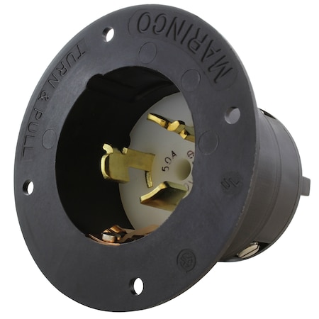 Ac Works Flanged Locking Inlet, Non-NEMA, 50 A, 480V AC, Three Phase, 3 Pole, Flush Mount, Screw Terminals CS8175